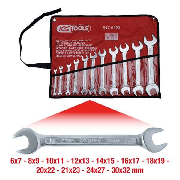 KS TOOLS Kit de clés à fourches doubles 517.0123