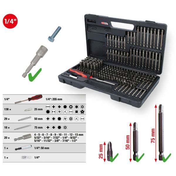 KS TOOLS Kit, caisse/encastrement-tournevis (bits) 911.2008