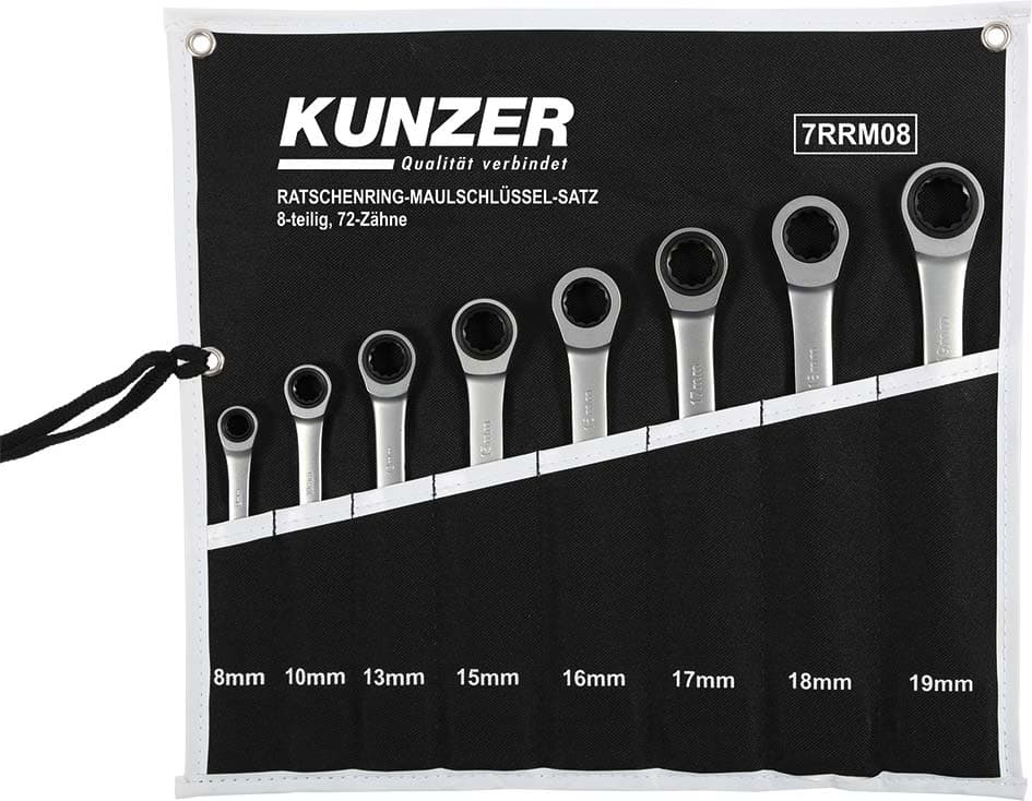 KUNZER Kit de clés à fourche et polygonale à cliquet 7RRM08