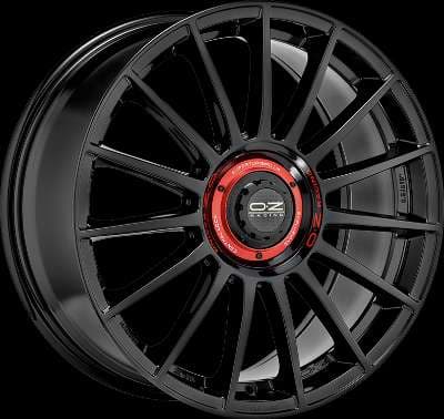 Jante OZ SUPERTURISMO EVOLUZIONE GLOSS BLACK + RED LETTERING 8.5x19 5x108 ET45